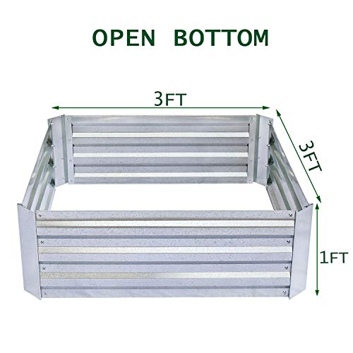 Galvanized Raised Garden Beds for Vegetables Metal Planter Boxes Outdoor Flower Bed Kit Steel Patio 3x3x1FT - Thumbnail 3