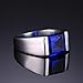 JewelryPalace Men's Square 3.3ct Created Blue Sapphire Engagement Ring Solid 925 Sterling Sliver Size 12