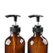 Glass Bottle Bottles with Plastic Pump. Eco-friendly 16oz 16 oz Refillable Bottle for Cooking Sauces,Essential Oils,Lotions,Organic Beauty Products (Amber - 2 pack)