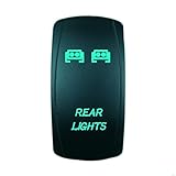 QUNQI STAR 5 pin Laser Backlit Rocker Switch REAR LIGHTS 20A 12V On/off LED Light Toggle Switch (Green)
