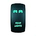 QUNQI STAR 5 pin Laser Backlit Rocker Switch REAR LIGHTS 20A 12V On/off LED Light Toggle Switch (Green)