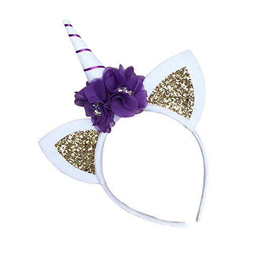 Song Cat Ear Unicorn Headwear Children Girls Fancy Dress Party Halloween Headband(Purple)