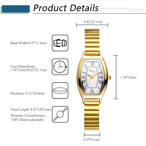 OIDEA Tonneau Vintage Women's Watch: Quartz Analog Watch with Stainless Steel Strap Roman Numerals – Gift