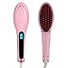 Hair straightening Brush, Oak Leaf Hair Straightener Brush Electric Heating Ceramic Comb, Pink, Working Temperature ranging 356-446℉