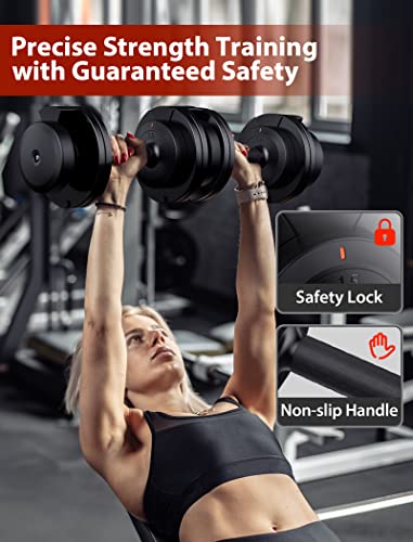 Adjustable Dumbbell, 15-55 lbs Adjustable Dumbbell Set w/ Anti-Slip Handle, Single Adjustable Dumbbell for Exercises, Home Workout Equipment, Full Body Strength Training and Muscle Building, Men/Women