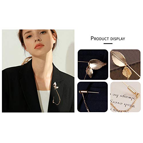 SIYWINA Fringed Leaves Long Brooch Men's Sweater Suit Leaf Brooch Pin