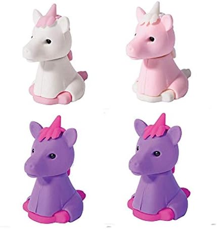 Era Innovative Gifting Colourful Magical Unicorn Erasers for Girls Ideal Return Gift Options Size 3x2x2 Cms Multi Colors Pack of 4