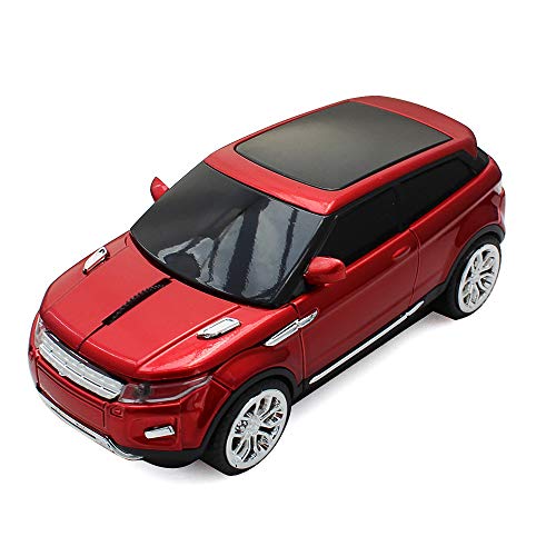 Car Shape Wireless Mouse 1600DPI Sport SUV Car Mouse Small USB Optical Computer Mouse Gaming Office Mice with USB Receiver for PC Computer Notebook Laptop (Red)