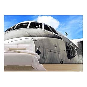 Military Aircraft Against Blue Sky, Close Up, Grunge Background - Removable Wall Mural | Self-Adhesive Large Wallpaper - 66x96 inches