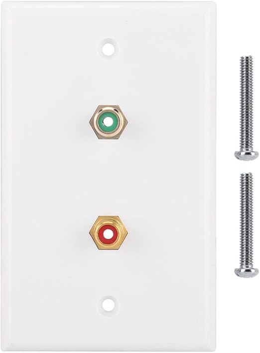 Fdit Dual RCA Connector Wall Plate RCA Insert with White