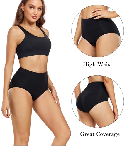 wirarpa Women's Waist-High Briefs, Microfibre Panties, Briefs, Underwear with High Waist, Ultra Soft