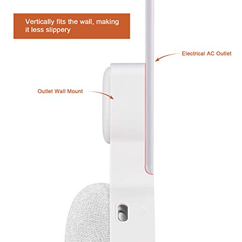 Google Home Mini Wall Mount Holder, Caremoo Space-Saving Design AC Outlet Mount, Perfect Cord Management for Google Home Mini Voice Assistant (White) - Thumbnail 2