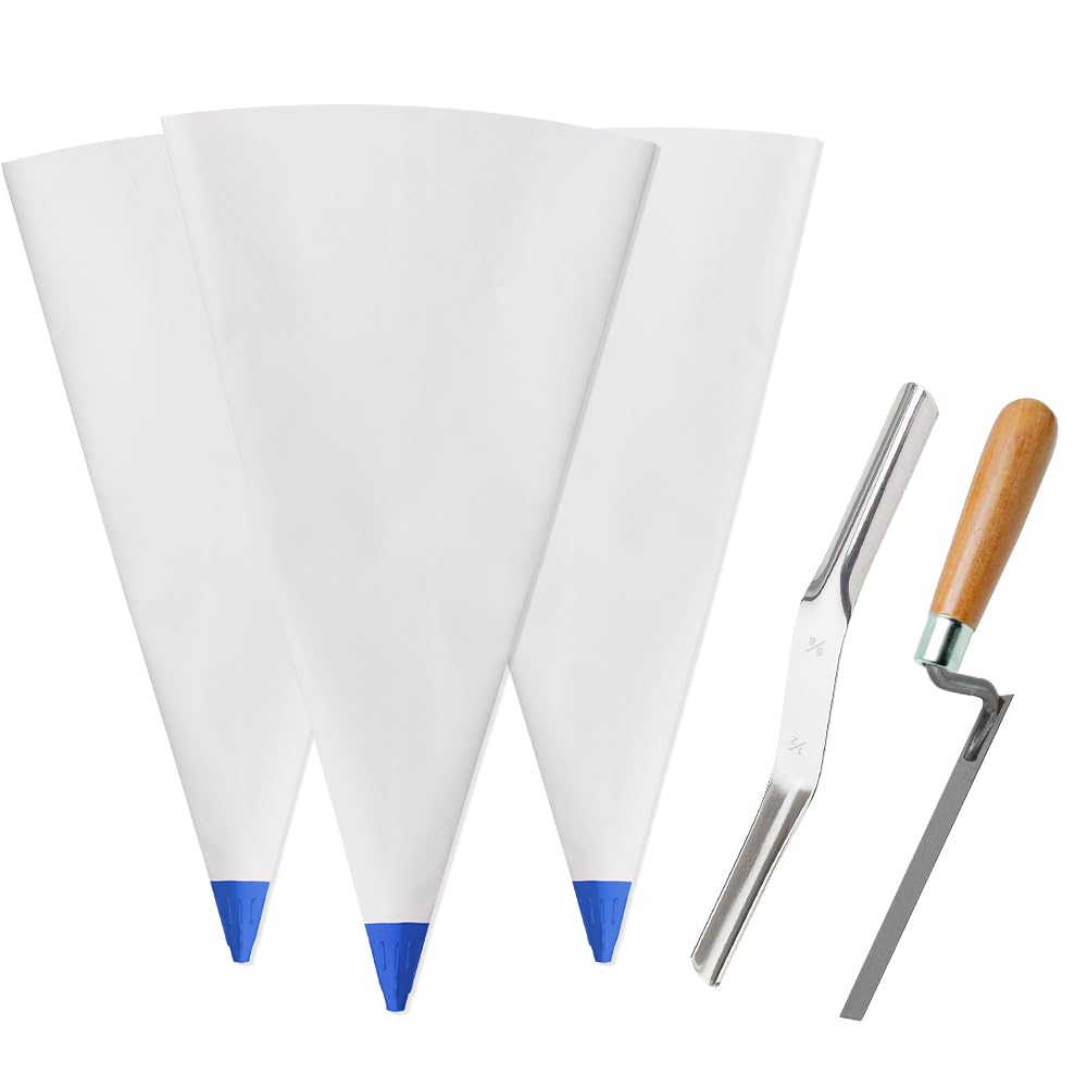 Photo 1 of Tahikem 3 Pack Tile Grout Masonry Mortar Bag, 12" by 24" Heavy Duty Tear Resistant Puncture Tip Cement Sealer Bag, Mortar Bag Masonry, Grout Bag for Tile Installation, Grouting Bag (12x24 inch, Blue)