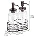 mDesign Double Liquid Hand Soap Glass Dispenser Pump Bottle Caddy for Kitchen Sink, Bathroom Vanity Countertops - Holds Castile Soap, Dish Soap, Hand Sanitizer, Essential Oils - Clear/Bronze