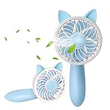 RioRand Handheld Mini Personal desk Fan 1200mAH Rechargeable USB Fan with 3 Speed Adjustable for Indoor and Outdoor Activities(Blue)