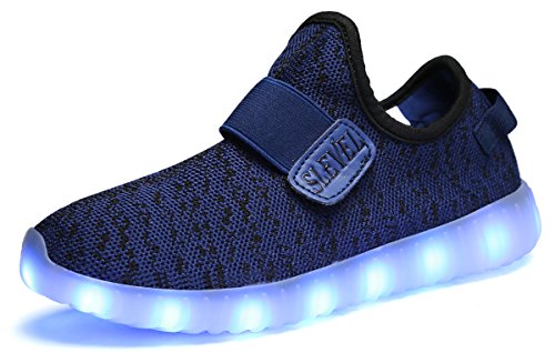 SLEVEL Kids LED Light Up Shoes Dance Dazzle Sneaker for Boys Girls(S3S33Blue28)