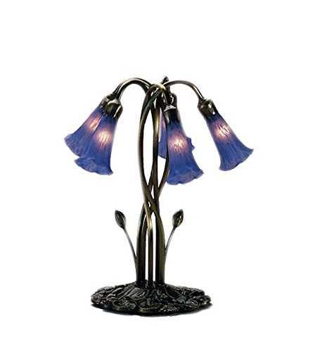 Meyda Tiffany 14995 Pond Lily 5 Light Accent Lamp, 16.5" Height, Blue