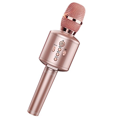 Wireless Microphone Karaoke, XIAOKOA Wireless Microphone Bluetooth Karaoke Microphone, 3-in-1 Portable Handheld Built in 10W Speaker for iPhone/Android/iPad/PC, Valentine's Day Gift