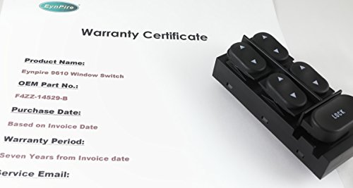 Eynpire 9610 Power Master Window Switch Front Left Driver Side For 1994-2004 Ford Mustang Convertible; 1997-2002 Ford Escort; 1997-1999 Mercury Tracer