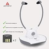 Wireless Hearing Aid Headset System,Artiste 2.4G TV Assistive Listening Headphones, Including Wireless Transmitter,for Elderly Hearing Aid Headset,TV Sound Amplifier,2 Packs Battery-White
