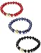 FIBO STEEL 6 Pcs Buddha Bead Bracelets for Men Women Elastic Charm Bracelet Set