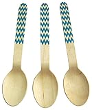 Perfect Stix Chevron Spoon 158 36-Blue Printed Wooden Spoons with Blue Chevron Pattern, 6