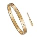 Z.RACLE Birthday Gift for Him Love Bracelet- Titanium Steel Screw Hinged Cuff Bangle Bracelet Rose Gold w/CZ Stone 7.5IN