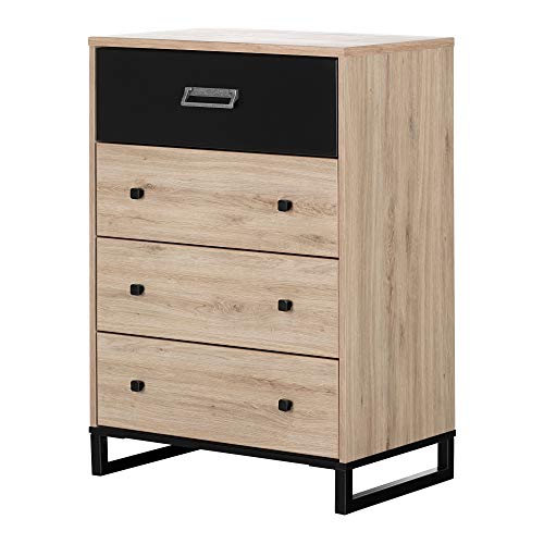 South Shore 11020 Induzy 4-Drawer Chest, Rustic Oak Matte Black