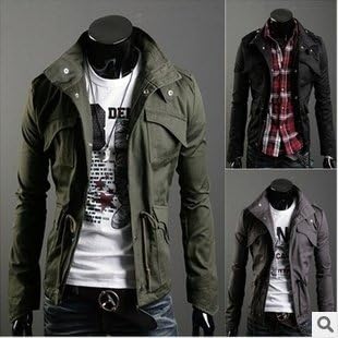 Fifishow Korean men's casual jacket jacket coat Green L