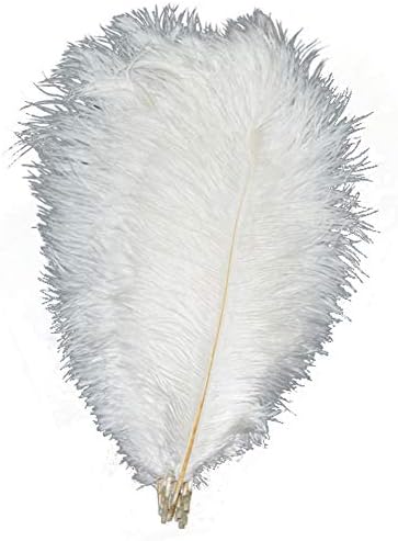 WIBEN Set of 20, 12-14inch Natural Ostrich Feathers Plume for Wedding Centerpieces Party Decoration (White)