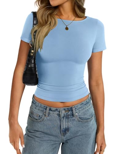 EasyGala Womens Cotton Short Sleeve Crop Shirt