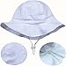Eyelet Toddler Sun Hat 50+ UPF Cotton Size Adjustable + Chinstrap(M: 9m - 3Y, White eyelet)