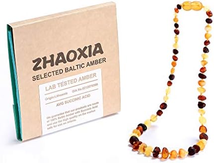 Raw Baltic Amber Teething Necklace for Baby (Multicolor Raw)(13 Inches) - UNPOLISHED