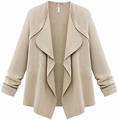 Hot Sale Women Coat Autumn Spring Solid Cardigan Long Sleeve Loose Plus Coat by Neartime (2XL, Khaki)