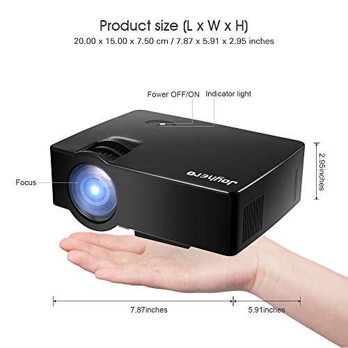 Projector,Full HD 2500Lumens Video Projector, Joyhero Portable Mini LED Projector 1920x 1080 Support 1080P HD for Home Cinema Theater Entertainment, Support PS4,Xbox HDMI/TF Card Slot/USB/VGA.(Black)