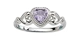 Sterling Silver June CZ Simulated Birthstone Baby Ring with Heart
