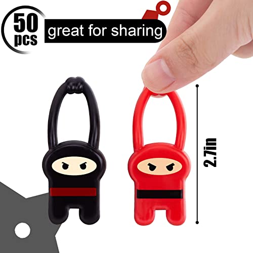 AMOR PRESENT 50PCS Slingshot Ninja Toys, Funny Finger Toys Stretchy Flying Ninjas Red Black Great Birthday Gift Party Favors Idea