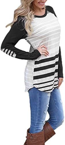 ANDYICEE Women's Casual Tunic Tops Junior Long Sleeve Stripe T-Shirts Blouses