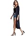 Verdusa Women's Long Sleeve Open Front Long Maxi Cardigan Longline Duster Coat Dark Blue L