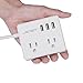 Mini USB Power Strip JSVER Travel Power Strip with 3 USB, 2 AC outlets Surge Protectors, Desktop USB Charging Station with Long Extension Cord (White)