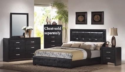 Amazon Com 4pc King Size Bedroom Set In Black Finish