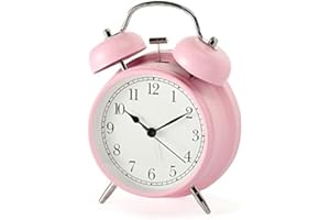Shozafia 3" 4" Classical Retro Twin Bell Alarm Clocks Mute Silent Quartz Movement Non Ticking Sweep Analog Morning Wake Up Me