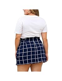 Faldas para dama Falda a rayas de gran tamaño para dama grande Falda a rayas Vestido de cinturón para dama de moda