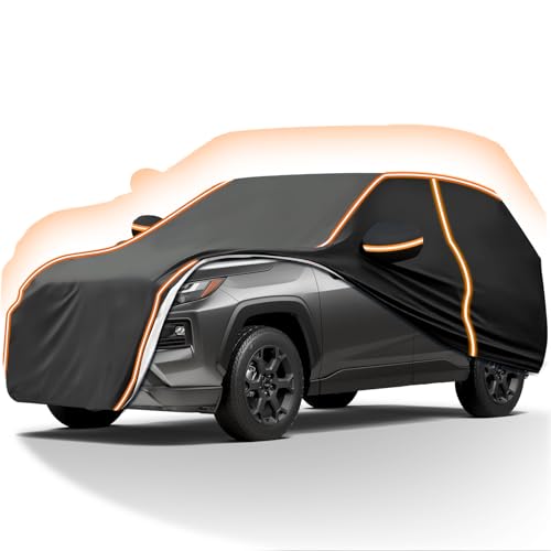 AUTODIAG 210D Cubierta para Auto SUV de Tejido Oxford(1964-2026),520x200x180CM Funda Impermeable con Forro ALGODÓN,Cremallera y Cintas Reflectante,Anti-UV,Anti-Nieve,Antiarañazos,Ideal para Exteriores