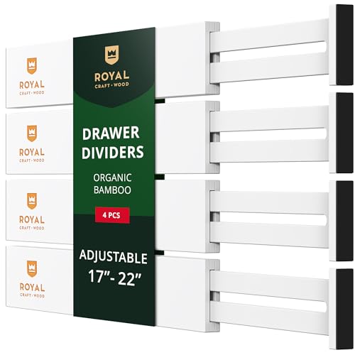 ROYAL CRAFT WOOD Adjustable Bamboo Drawer Dividers Organizers - Expandable Drawer Organization Separators For Kitchen, Dresser, Bedroom, Bathroom and