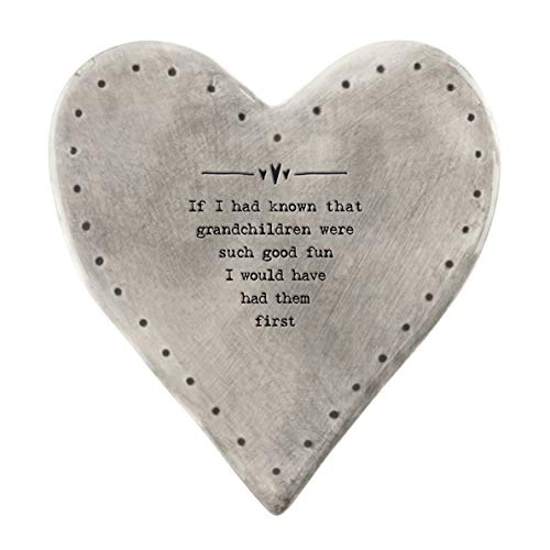 East of India Rustic Heart Coaster with Sentiments Friendship (Grandchildren)