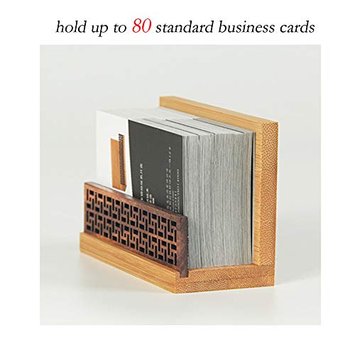 image for LEICRAFT Bamboo Wood Business Card Display Holder, Professional Black 