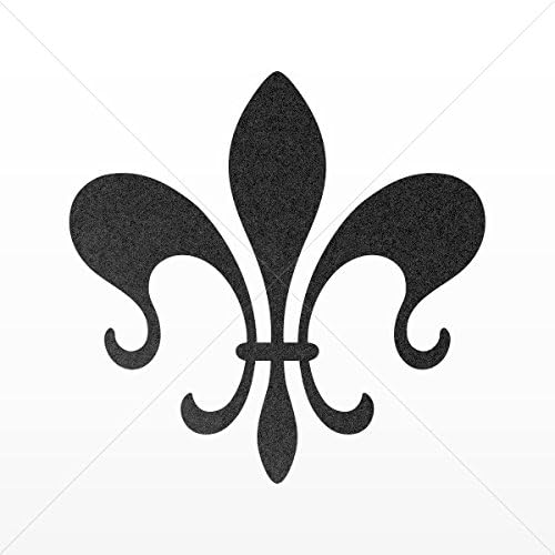 Decal Stickers Fleur De Lis Logo Symbol Tablet Vehicle Weath Mettalic Black (5 X 4.95 Inches)
