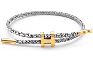 PPbuky Steel Bracelet Link, Adjustable H-shape Wire Rope Bracelet, Lucky Jewelry with Titanium Buckle for Birthday, Valentine's, Graduation, Fashion Gift for Women, Men, Lovers, Friends