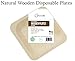 Woodu Wooden Disposable Craft Plates-100 Natural, Bamboo, Square Plates, Heavy Duty, Compostable &Biodegradable, Eco Friendly Party Plates (5.5